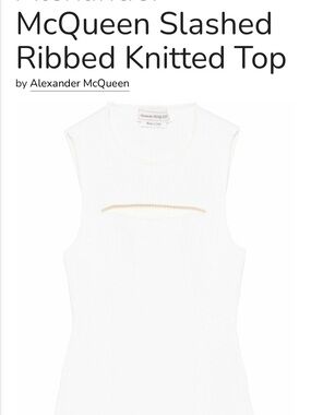 Alexander McQueen Cream Ribbed Tank with Chest Cutout
